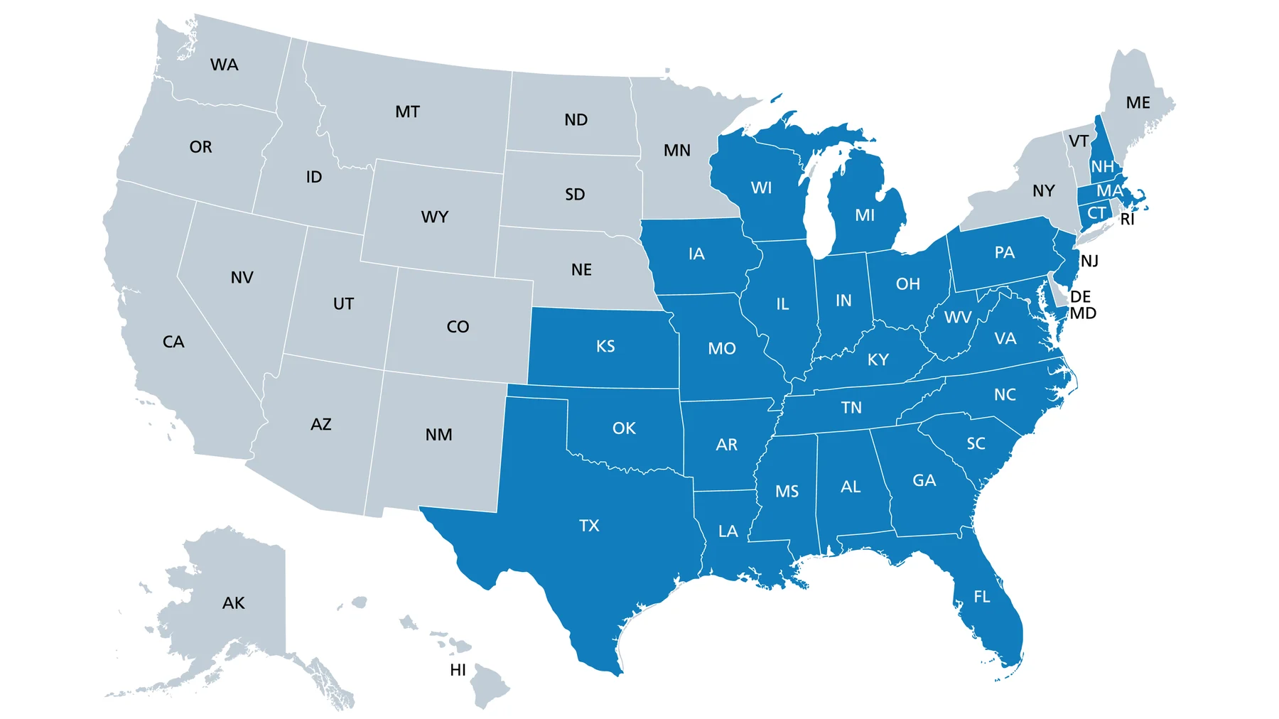 FDA map showing states associated with the July 2026 Cyclospora iceberg lettuce investigation