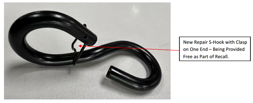 Free replacement S-hook with clasp