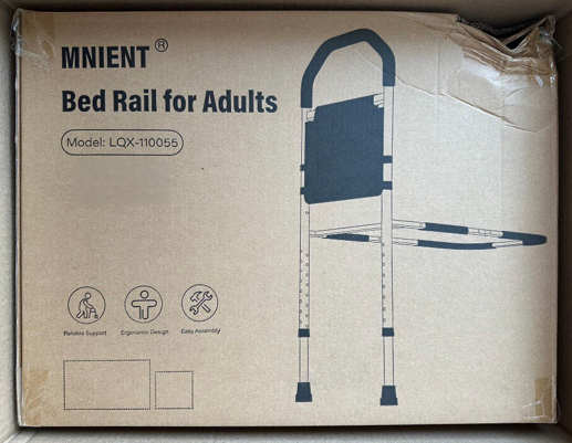Recalled MNIENT Adult Portable Bed Rail (front of product packaging)