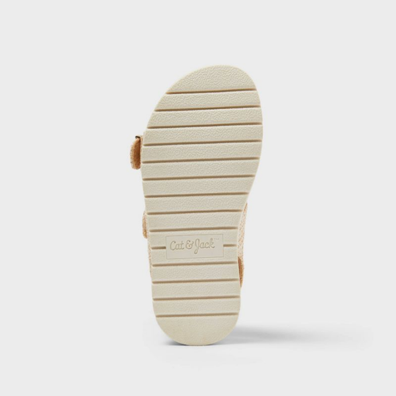 Cat & Jack is printed on the shoe's sole and bottom of the recalled toddler sandals