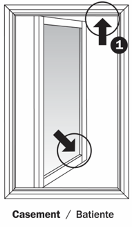 Location of the label - upper right corner (circle 1) and 