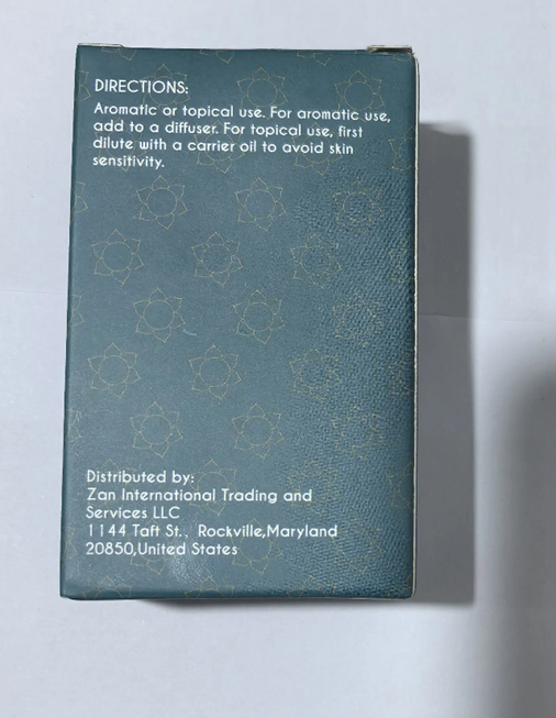 Recalled LOTUSJOY Sweet Birch Essential Oil Packaging - Back