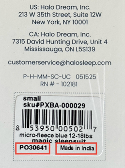 The hang tag with the batch code and 
