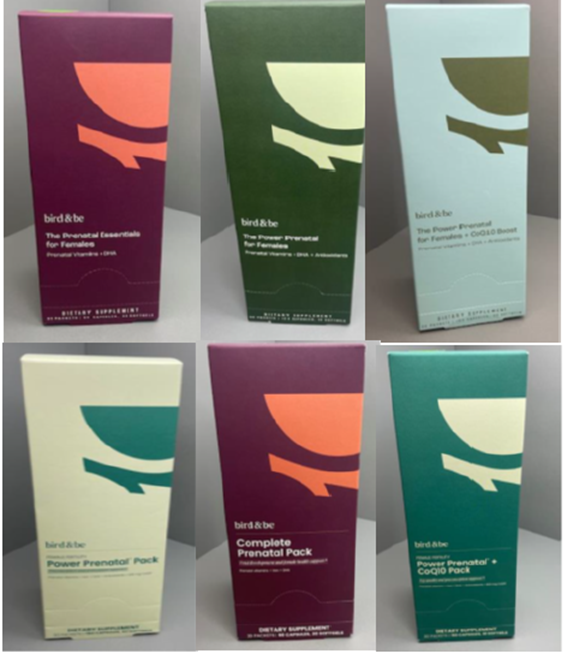 Recalled Bird&Be Various Products - front outer packaging